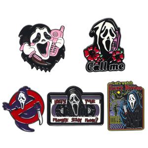 5 개/대 고딕 펑크 해골 시리즈 에나멜 브로치 세트 스탠딩 칼라 코트 배낭 배지 할로윈 쥬얼리 액세서리 선물
