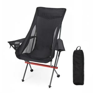 팔걸이가 있는 접이식 의자, 컵 커버가 있는 캠핑용 알루미늄 의자, 하이킹, 낚시, 해변용 경량 접이식 의자
