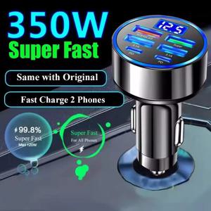 350W USB 차량용 충전기 PD QC3.0 USB C 차량용 휴대폰 충전기 타입 C 어댑터 (아이폰, 삼성, 화웨이, 샤오미 고속 충전 지원) ﻿