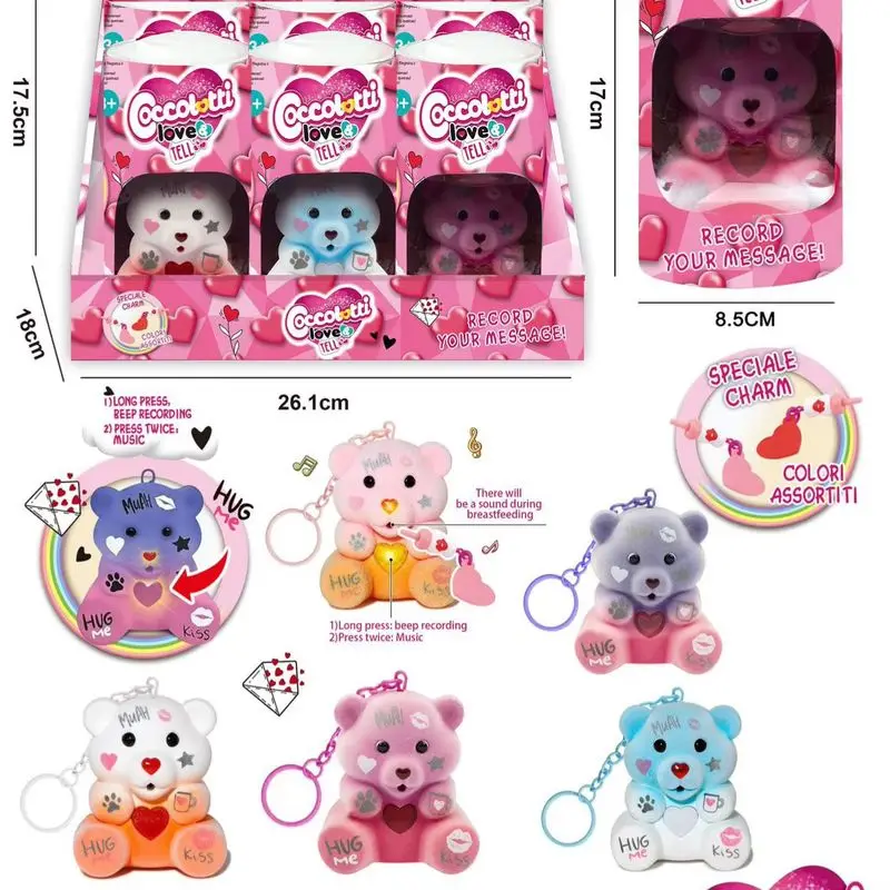 6 개/대 COCCOLOTTI 젖꼭지 사랑 테디 베어 녹음 빛나는 귀여운 플러시 블라인드 박스 장난감 키 체인 펜던트 소녀 어린이 선물