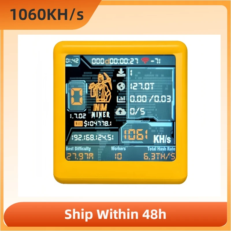 컴퓨터 괴짜를위한 BTC 솔로 복권 광부 스마트 TV Hashrate1060KH/s ESP32 선물 홈 자동 데스크탑 시계 낮은 전력 소비