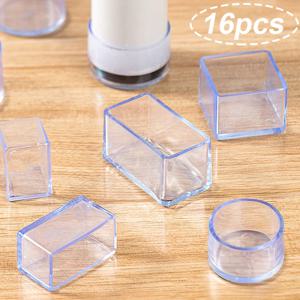 16PCS 실리콘 의자 다리 패드 투명 가구 다리 테이블 엔드 플러그 PVC 침묵 미끄럼 방지 바닥 보호 캡 발 커버
