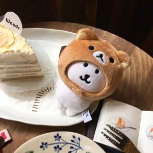 귀엽고 창의적인 10cm 면 인형 도로 고양이 헤드셋 작은 곰 헤드셋 아기 옷 인형 곰 인형 헤드셋