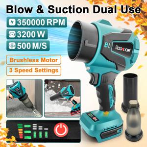 3200W 브러시리스 전기 송풍기 300000RPM Makita 21V 배터리 핀용 휴대용 잎 먼지 부는 흡입 터보 팬 제트