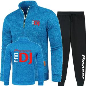 스포츠웨어 스웨트셔츠 하프 지퍼 소프트 플리스 터틀넥 스웨터 DJ 파이오니어 프로 남성 풀오버 남성 2피스 세트 후디 바지