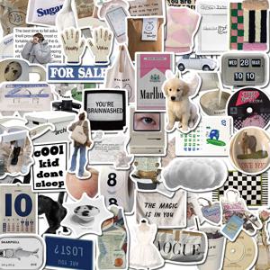 57PCS 빈티지 Ins 간단한 귀여운 스티커 한국어 만화 데칼 DIY 어린이 노트북 냉장고 전화 스크랩북 멋진 낙서 장식 완구
