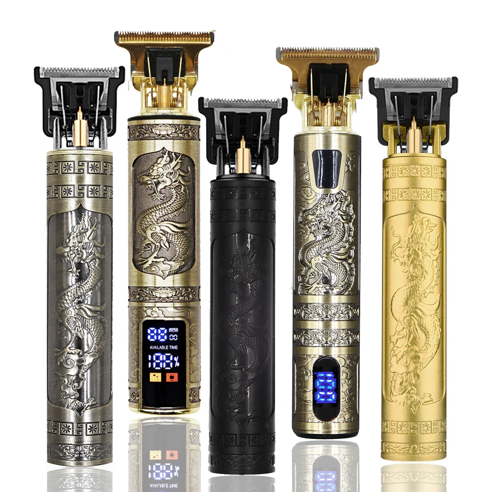 빈티지 T9 전기 무선 헤어 커팅 머신, 전문 헤어 트리머, 남성용 클리퍼 면도기, 수염 라이터, 인기 판매