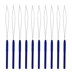 10Pcs 머리 확장 루프 바늘 당기는 후크 도구 실리콘 마이크로 링크 비즈에 대 한 바늘 스레더 루프 도구