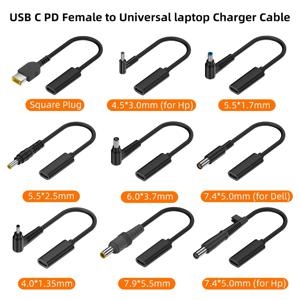 USB 3.1 유형 C USB C 노트북 충전기 전원 어댑터 변환기 USB 유형 C 여성 4.0*1.35 5.5*2.5 4.5*3.0 4.0*1.7mm Dc 플러그 잭