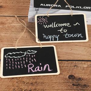 Bview Art 1pcs 매달려 문자열 장식 디스플레이와 미니 재사용 가능한 나무 지울 수있는 칠판 블랙 스퀘어 메시지 보드