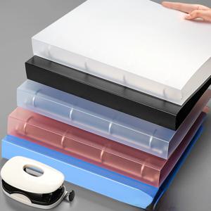 2023 새로운 A4 4 홀 D 형 클립 클립 파란색 PP 폴더 천공 투명 바인더 폴더 a4 폴더