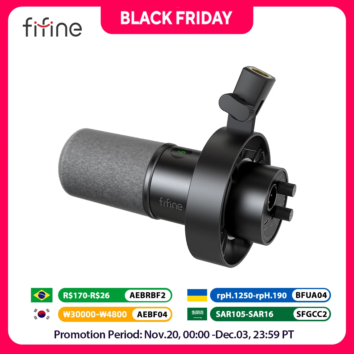 FIFINE USB XLR 다이나믹 마이크, 쇼크 마운트, 터치 음소거, 헤드폰 잭, 볼륨 컨트롤, PC 또는 사운드 카드 녹음용-K688