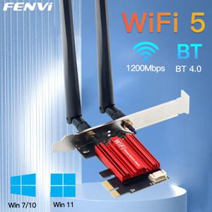 FENVI WiFi 5 PCI-E 무선 어댑터 네트워크 카드 AC1200 듀얼 밴드 2.4G/5GHz 802.11AC Bluetooth 4.0 데스크탑 노트북 Windows 10