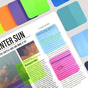 8 색 160 시트 투명 스티커 메모 메모 패드 긁힌 자국 스티커 방수 투명 메모장 학교 문구 사무용품