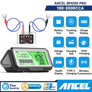 ANCEL BM200 PRO 12V 자동차 배터리 용량 테스터 모니터 LED 디스플레이 방수 SOH SOC 배터리 상태 분석기 자동 테스터 도구