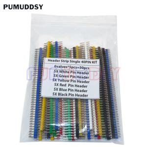 30PCS 40 핀 깨지기 쉬운 핀 헤더 2.54mm 단일 행 남성 헤더 커넥터 키트 Arduino 용 PCB 핀 스트립