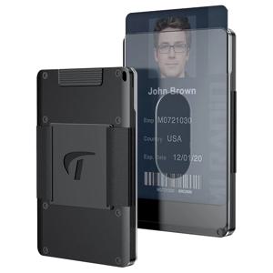 남성용 미니멀리스트 지갑 - 알루미늄 슬림 신축성 벨트 드로아웃 금속 지갑, 현금 스트랩이 있는 카드 15개 보관 가능, 카드 홀드