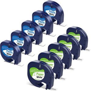 5PK 10PK 호환 Dymo LetraTag 리필 91200 91201 91331 12mm 흰색 플라스틱 라벨 테이프 LT-100H 1/2