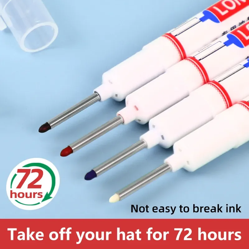 4 개/대 금속 천공 펜에 대 한 20mm 깊은 구멍 긴 펜촉 머리 마커 방수 욕실 목공 장식 다목적