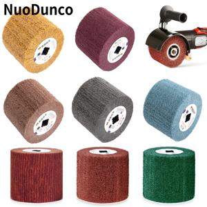 NuoDunco120x100x19mm 부직포 나일론 플랩 브러시 금속 나일론 와이어 폴란드어 브러시 롤러 스테인레스 스틸 용 버니 싱 도구 1pc