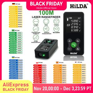 HILDA 50/100/120M 레이저 거리 측정기 빨간색/녹색 광 레이저 거리 디지털 테이프 충전식 및 측정 가능한 각도 레이저 측정