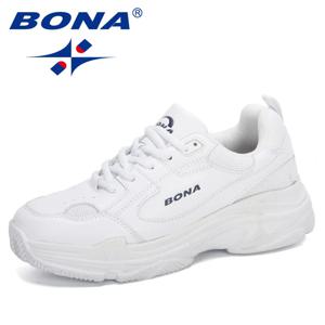 BONA 새 디자이너 화이트 스니커즈 여성 플랫 슈즈 Vulcanize 신발 여성 캐주얼 Zapatillas Mujer 유럽 사이즈 플랫폼