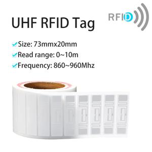 10M 읽기 범위 UHF 태그 73*20mm 재고 관리를 위한 수동형 RFID 자체 접착 라벨 UHF RFID 태그