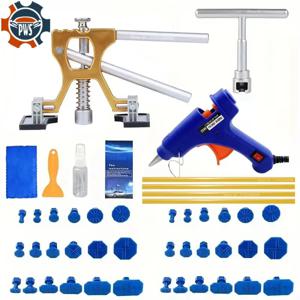 PWSAuto 바디 덴트 수리 키트 자동차 바디 덴트 제거를 위한 골든 덴트 풀러가 있는 자동차 덴트 풀러 사소한 덴트 및 깊은 덴트 제거