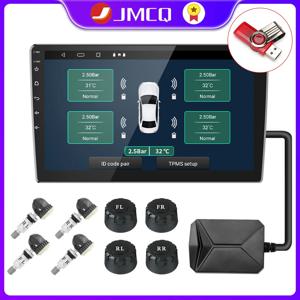 JMCQ USB 안드로이드 TPMS 타이어 압력 모니터링 시스템 디스플레이 경보 시스템 자동차 네비게이션 라디오 용 내부 외부 5 센서