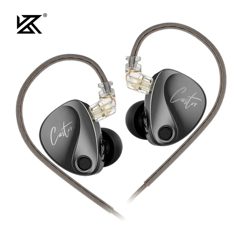 KZ Castor In Ear HiFi 이어폰 2DD 다이나믹 하이 엔드 조정 가능한 밸런스드 아마츄어 이어폰 모니터 헤드폰 취소 이어 버드