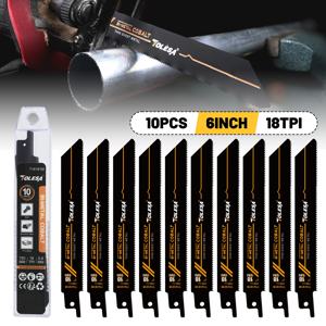 TOLESA 10PCS 바이메탈 Sawzall 블레이드 금속 절단 150mm/225mm 18TPI 금속 미세 절단용 코발트가 있는 왕복 톱 블레이드