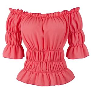 해적 블라우스 여성 중세 농민 의상 오프 어깨 슬리브 셔츠 Steampunk 중세 코스프레 의상 코르셋 액세서리