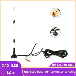 Wifi 라우터 모뎀 안테나 GR174 3 미터 케이블 용 RP-SMA 커넥터가있는 2.4G/5G 마그네틱베이스 12dBi 실내 외부 안테나
