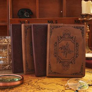 144 매 빈티지 프리미엄 정품 가죽 양각 저널 줄 지어 두꺼운 종이 노트 쓰기 일기 월간 일정 플래너