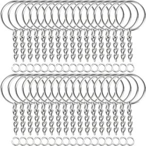30pcs 실버 도금 금속 빈 열쇠 고리 키 체인 분할 열쇠 고리 체인 등반 버클 Carabiner 키 체인 링 액세서리