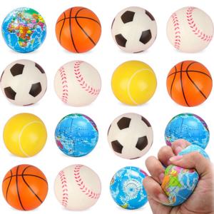 5/18PCS 글로브 짜기 공 2.3 인치 세계 지구 야구 농구 축구 테니스 스트레스 릴리프 공 거품 장난감 파티 호의