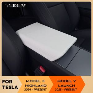 Tesla Model Y Launch Juniper 2025 Model 3 Highland 2024 TPE 소프트 케이스 센터 콘솔 팔걸이 뚜껑 팔걸이 커버 액세서리