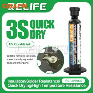 RELIFE RL-UVH902 휴대 전화 수리를위한 UV 투명 경화 솔더 마스크 점프 와이어 빠른 건조 경화 용접 페이스트 플럭스 오일