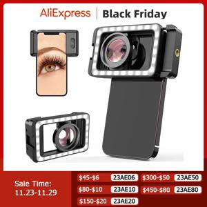 APEXEL 새로운 업그레이드된 HD 15x 슈퍼 매크로 렌즈(LED 필 라이트 포함) iPhone용 범용 클램프 마이크로 렌즈 Samsung 모든 스마트폰