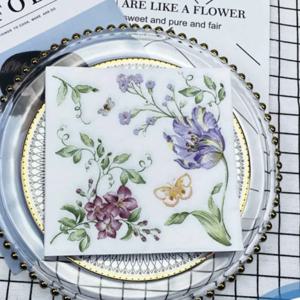 다채로운 인쇄 냅킨 크리 에이 티브 플레이트 뼈 바트 꽃 광장 종이 냅킨 파티 웨딩 레스토랑 종이 Placemats 20pcs/pac