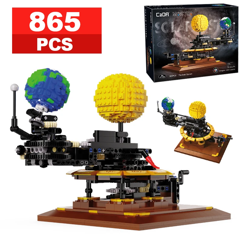 865 Pcs MOC 도시 태양계 지구와 태양 시계 빌딩 블록 과학 실험 교육 벽돌 장난감 어린이 소년 선물