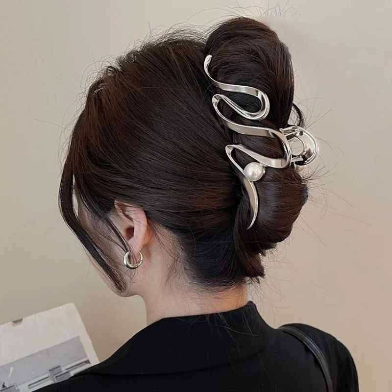 여성용 1PC 틈새 콜드 스타일 디자인 머리핀, 머리 뒤, 상어 클립 인 새로운 하이 엔드 헤어 클립 대형