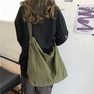 여성용 숄더 백 여성용 대형 캔버스 크로스 바디 백 2023 면직물 패션 한국 여성 학생 학교 가방 핸드백