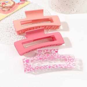 1/3/4/6개 여성용 중간 머리 집게핀, 핑크색 강력 고정 무광택 사각 헤어 클립 (두꺼운/얇은 모발용)