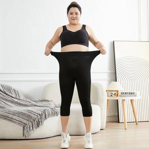 여성 빅 사이즈 레깅스 블랙 하이 스트레치 반바지 야외 착용 Casul 스포츠 스타킹 여성용 플러스 사이즈 모달 레깅스