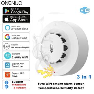 Tuya 와이파이 연기 경보, 온도 및 습도 센서, 연기 감지기, 화재 보호 경보, 연기 집 조합 소방관