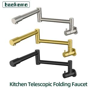 Baokemo 벽 수도꼭지로 접는 304 스테인레스 스틸 범용 회전 수도꼭지, 주방 은폐 단일 콜드 수도꼭지