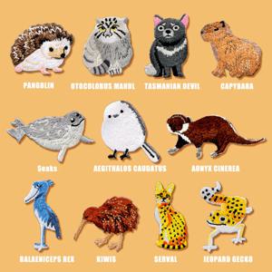 1 조각 아이언 패치 자수 Pangolin Seaks Kiwis Balaenicerea Capybara Serval Leatherfish 의류 DIY 액세서리