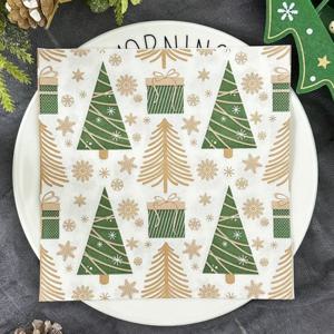 20pcs/pac 크리스마스 파티 다채로운 냅킨 크리스마스 트리 인쇄 티슈 페이퍼 축제 장식 입 천 종이 33*33cm
