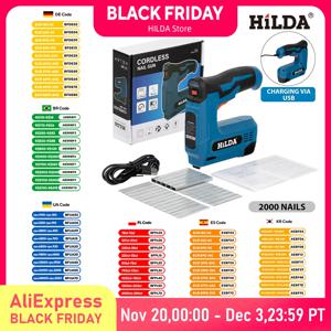HILDA USBElectric 2-in-1 에어 네일 건 가구 공압 건 우드 프레임 스테이플러 공압 도구 전동 공구 2000pcs 스테이플